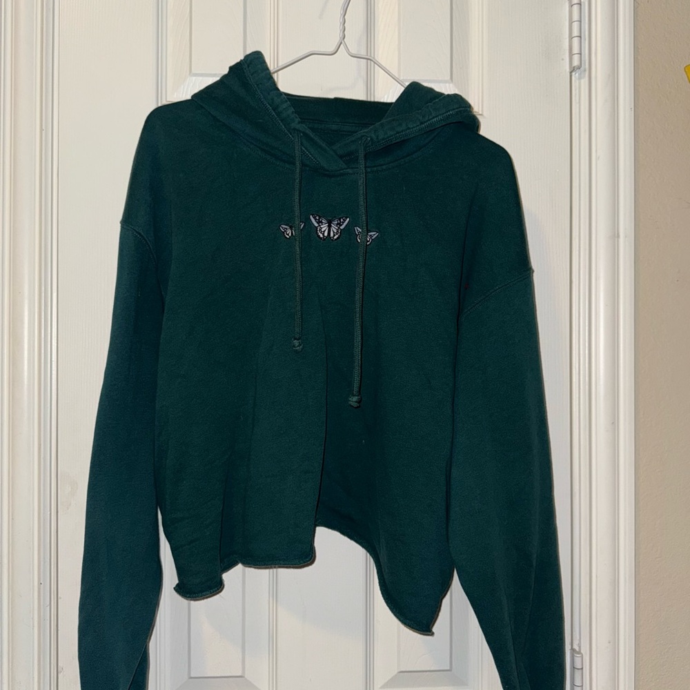 HOLLISTER Green Hoodie with Butterfly Design
